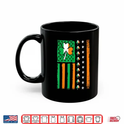 Mug Vintage St Patricks Day American USA Flag Shamrock Irish Shirt
