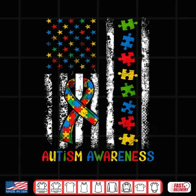 Design World Autism Awareness Day Puzzle USA Flag Men Women Kid Shirt