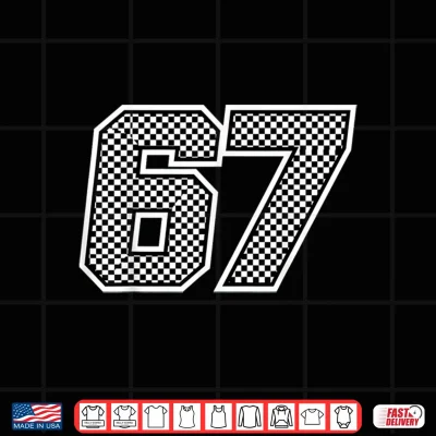 Design 67 six Seven Meme Pit Crew Race car Racing Checkered Flag Shirt