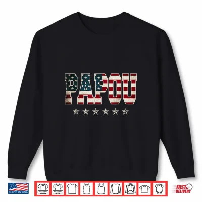 Sweatshirt Christmas Papou Fathers Day American Flag 4th of July Xmas Shirt