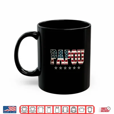 Mug Christmas Papou Fathers Day American Flag 4th of July Xmas Shirt