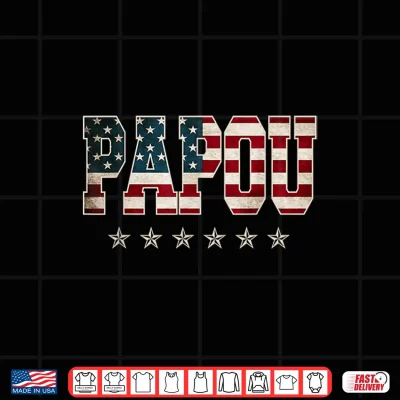 Design Christmas Papou Fathers Day American Flag 4th of July Xmas Shirt