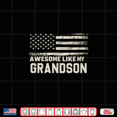 Design Awesome Like My Grandson Flag USA Fathers Day Mom Dad Joke Premium Tri Blend Shirt