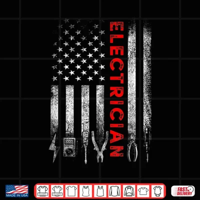 Design Patriotic Electrician American Flag Fathers Day Shirt