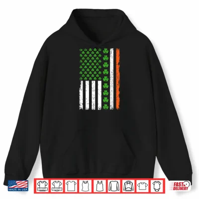 Hoodie St Patricks Day US American Flag Shamrocks Men Women Kid Shirt