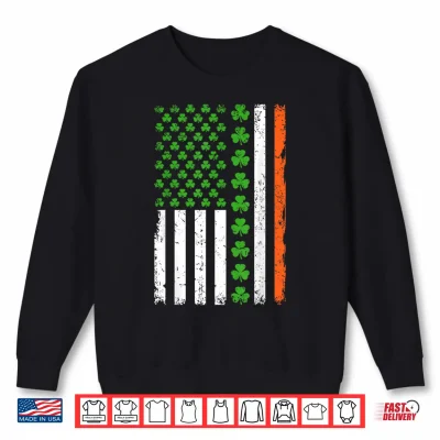 Sweatshirt St Patricks Day US American Flag Shamrocks Men Women Kid Shirt