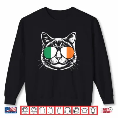 Sweatshirt St. Patricks Day T Shirt Cat Irish Flag Ireland Cat Lover Shirt
