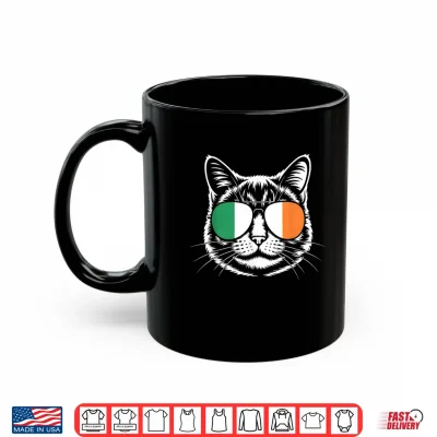 Mug St. Patricks Day T Shirt Cat Irish Flag Ireland Cat Lover Shirt