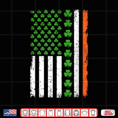 Design St Patricks Day US American Flag Shamrocks Men Women Kid Shirt