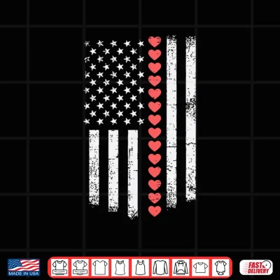Design Valentines Day America Flag Hearts Patriotic Men Women Kids Premium Tri Blend Shirt