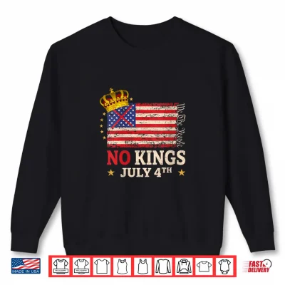 Sweatshirt Womens No Kings July 4th 2026 No Kings Day US Flag Vintage Shirt