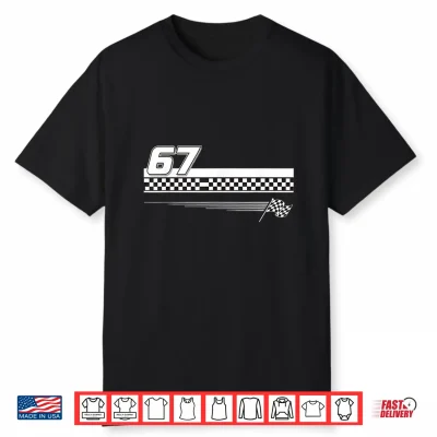 Pit Crew Race Car Racing Checkered Flag 67 Six Seven Meme Shirt