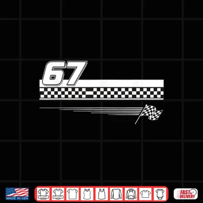 Design Pit Crew Race car Racing Checkered Flag 67 six Seven Meme Shirt
