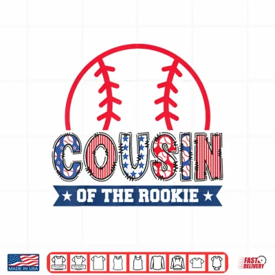Design Cousin of The Rookie 1st Baseball Birthday Boy Matching Shirt
