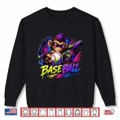 Sweatshirt Monkey Funny Animals Baseball Ice Cream Drip Cool Shirt