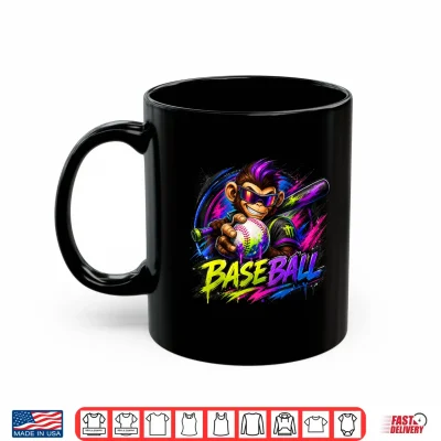 Mug Monkey Funny Animals Baseball Ice Cream Drip Cool Shirt