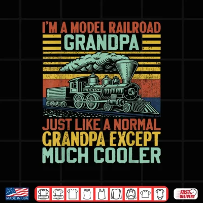 Design Model Railroad Grandpa Funny Train Lover Steam Engine Shirt