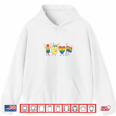 Hoodie Rainbow Heart Flag Popsicle Summer Pride Month Gay LGBTQ Shirt