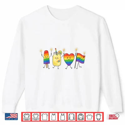 Sweatshirt Rainbow Heart Flag Popsicle Summer Pride Month Gay LGBTQ Shirt