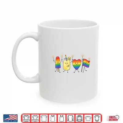 Mug Rainbow Heart Flag Popsicle Summer Pride Month Gay LGBTQ Shirt