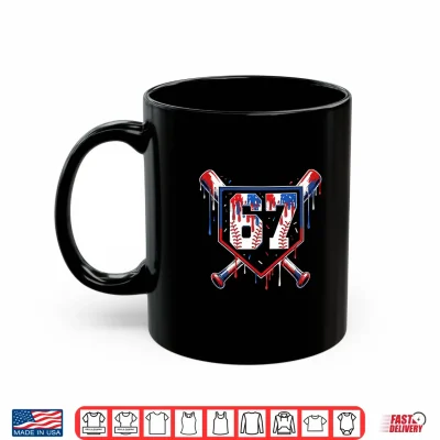 Mug Summer Six Seven Baseball Dripping Red White Blue USA Shirt