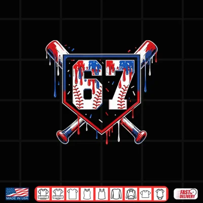 Design Summer Six Seven Baseball Dripping Red White Blue USA Shirt