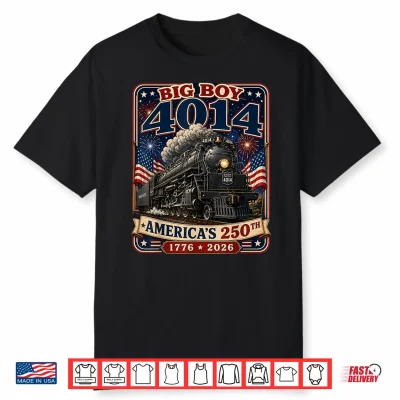 Big Boy 4014 Train 4Th Of July Retro Us Flag Vintage Apparel Shirt