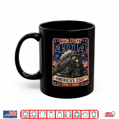 Mug Big Boy 4014 Train 4th of July Retro US Flag Vintage Apparel Shirt
