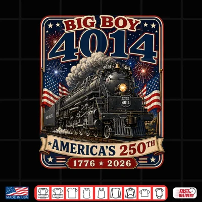 Design Big Boy 4014 Train 4th of July Retro US Flag Vintage Apparel Shirt