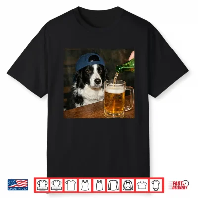 Border Collie Drinking Beer Funny Dog Meme Shirt