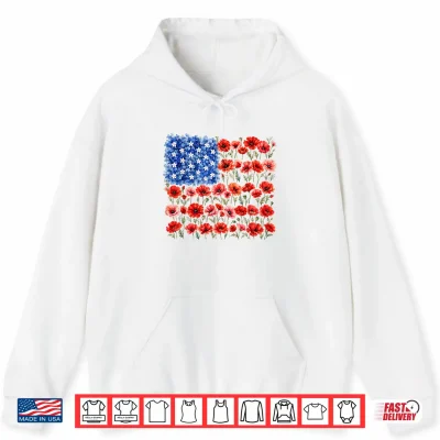 Red Poppy Flower American Flag Memorial Day Poppies Shirt 1 Hoodie Red Poppy Flower American Flag Memorial Day Poppies Shirt