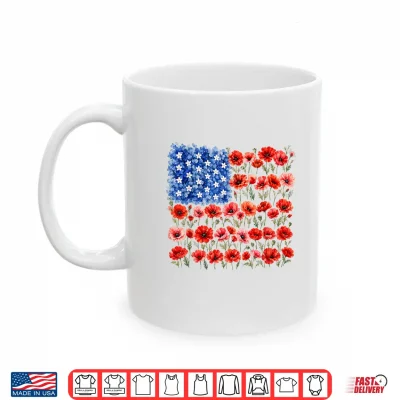 Red Poppy Flower American Flag Memorial Day Poppies Shirt 3 Mug Red Poppy Flower American Flag Memorial Day Poppies Shirt