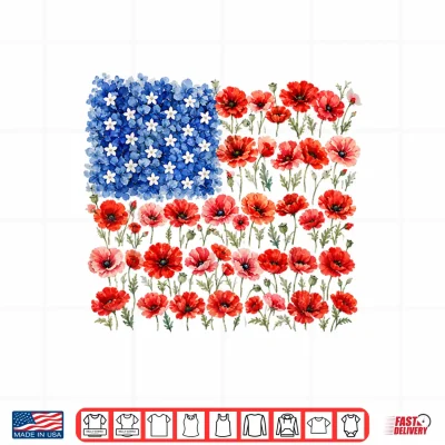 Red Poppy Flower American Flag Memorial Day Poppies Shirt 4 Design Red Poppy Flower American Flag Memorial Day Poppies Shirt