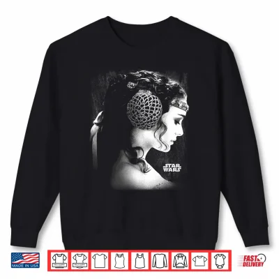 Sweatshirt Star Wars Padme Amidala Black White Side Profile Portrait Shirt