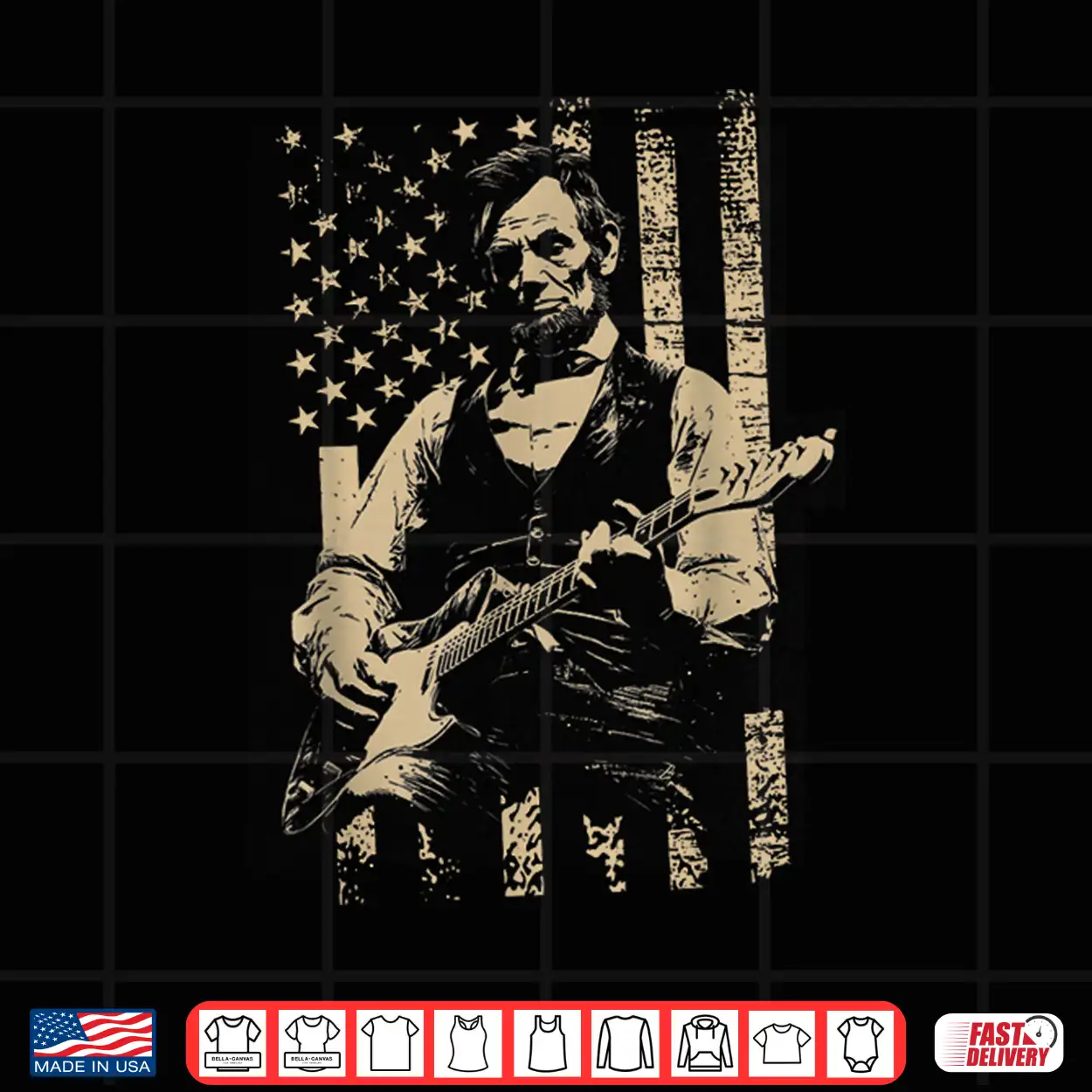 Abe Lincoln Playing Guitar Usa Flag 4Th July Lincoln Guitar Shirt Abe Lincoln Playing Guitar Usa Flag 4Th July Lincoln Guitar Shirt