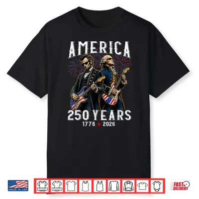 George Washington Abe Lincoln Playing Guitar 250Th America Shirt