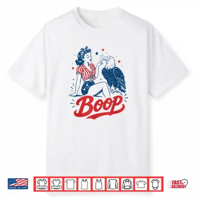 Boop Vintage Usa Girl And Eagle Funny Patriotic Retro Art Shirt