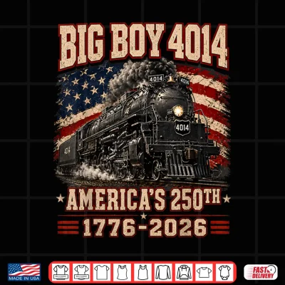 Design 250 Years Big Boy 4014 Train US Flag Vintage Apparel Shirt