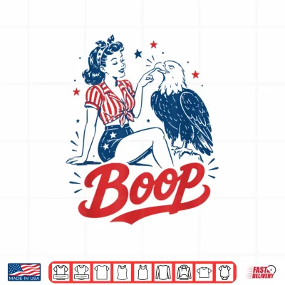 Design Boop Vintage USA Girl and Eagle Funny Patriotic Retro Art Shirt