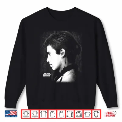 Sweatshirt Star Wars Ep II Anakin Black White Side Profile Portrait Shirt
