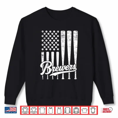Sweatshirt Vintage Brewers Baseball American US Flag for Men Women Kids Shirt