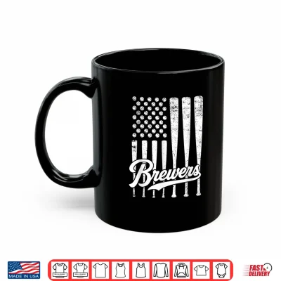 Mug Vintage Brewers Baseball American US Flag for Men Women Kids Shirt