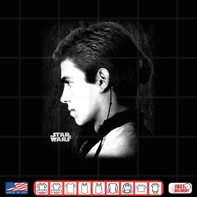 Design Star Wars Ep II Anakin Black White Side Profile Portrait Shirt