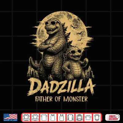 Design Vintage Dadzilla Father of The Monsters Dad Son Daughter Shirt