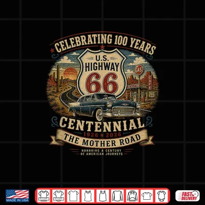 Design Vintage Highway 66 100 Year Centennial Anniversary Souvenir Shirt