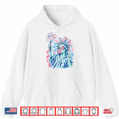 Hoodie Statue of Liberty Blowing Bubble Women Patriotic 4th of July Shirt