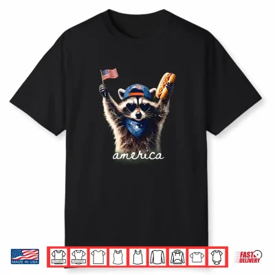 Feral Free American Racoon Funny 4Th Of July Graphic Shirt