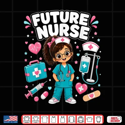 Design Future Nurse Cute Girl Medical Career Gifts for Girls Kids Shirt