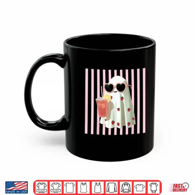 Mug Pink Striped Cute Ghost Summer Fruit Juice Hawaii Summerween Shirt