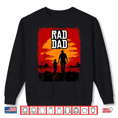 Sweatshirt Rad Dad Father and Son Western Sunset Graphic Shirt
